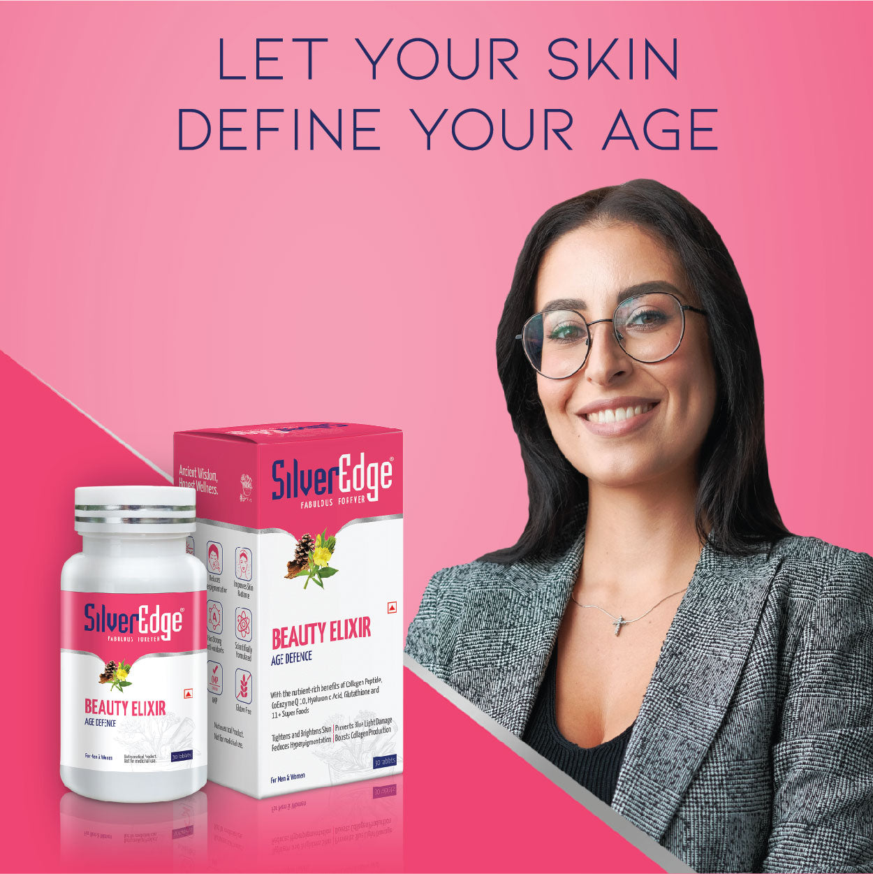 Buy Beauty Elixir Tablet in India, Beauty Elixir Tablet, Beauty Elixir, Natural beauty elixir tablets, SilverEdge, Age Defence, anti-pigmentation, Best anti-pigmentation